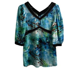 Women’s, Multi Colors, Beautifully Designed, Double V-Neckline Top, S/M